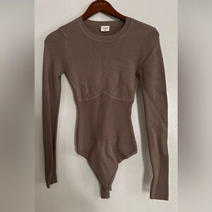Abercrombie & Fitch Brown Ribbed Bodysuit